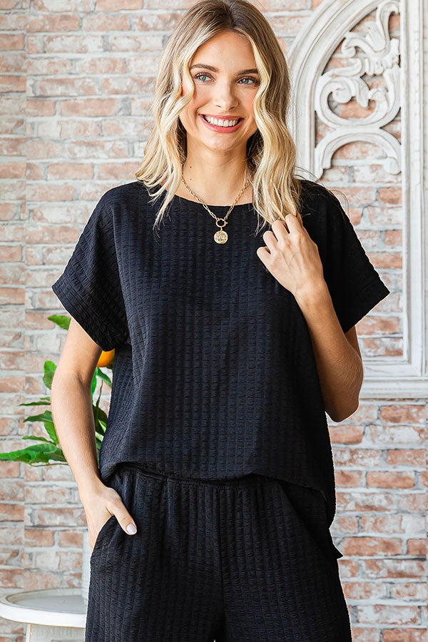 Black Textured Top