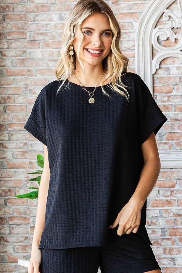 Black Textured Top