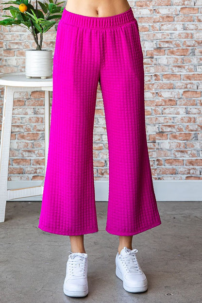 Pink Textured Palazzo Pants