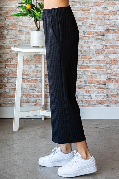 Black Textured Palazzo Pants