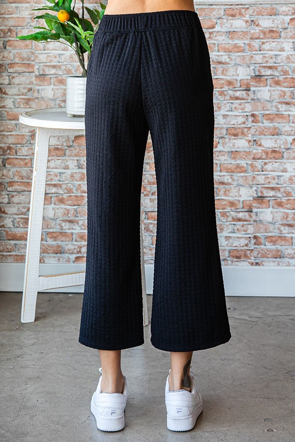 Black Textured Palazzo Pants