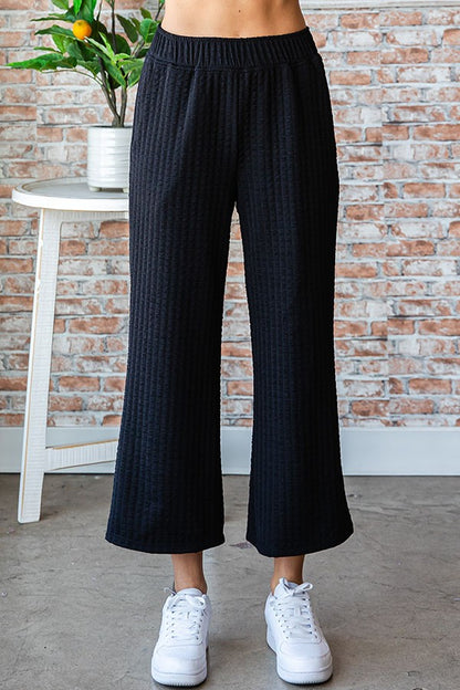 Black Textured Palazzo Pants