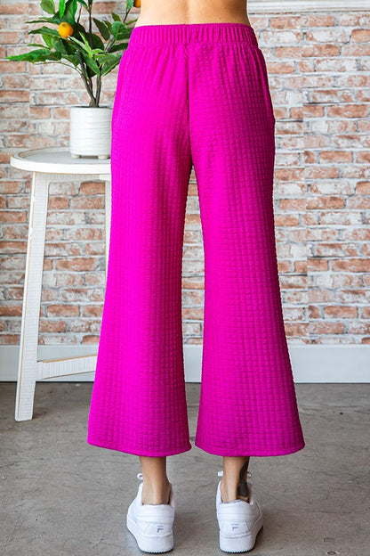 Pink Textured Palazzo Pants