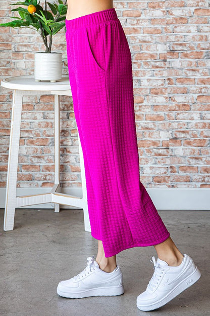 Pink Textured Palazzo Pants