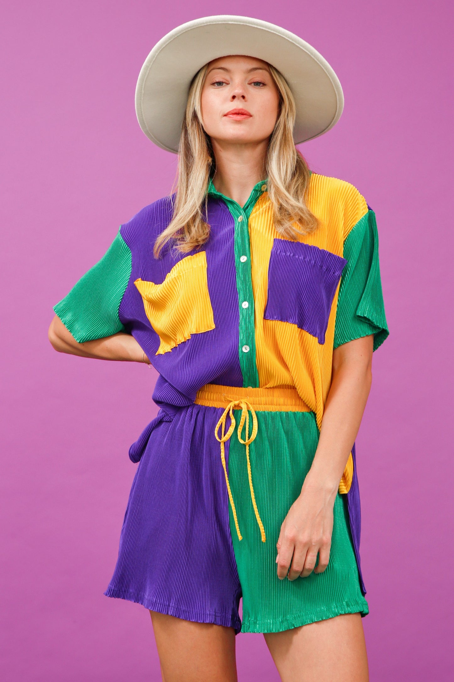 Mardi Gras Color Block Shirt