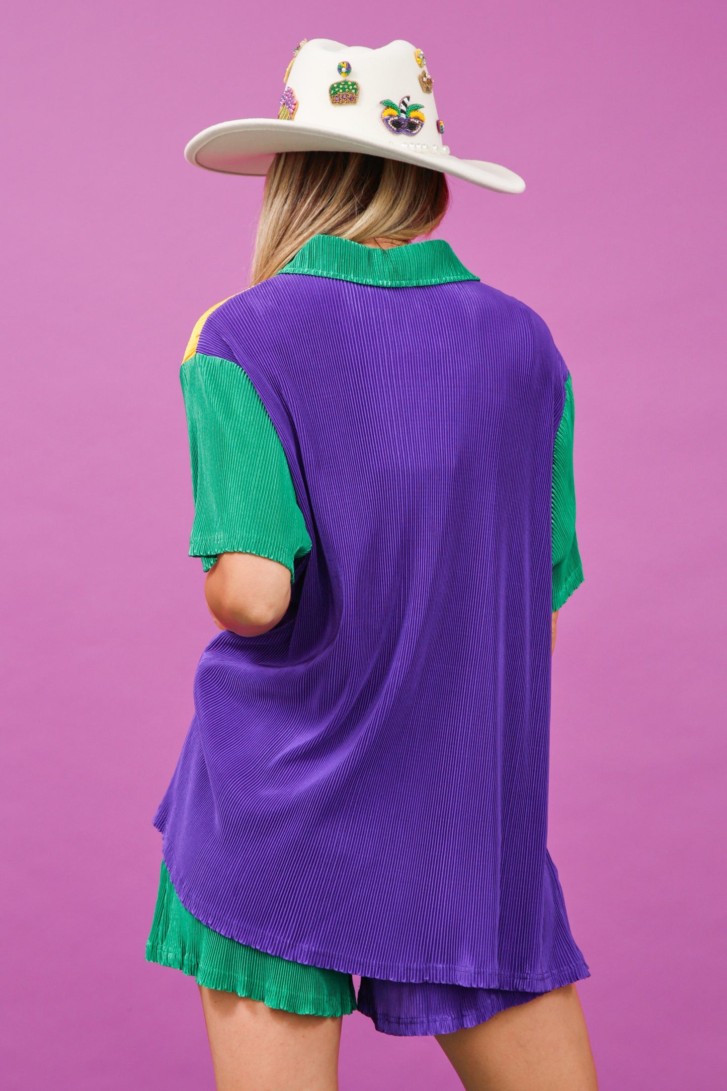 Mardi Gras Color Block Shirt