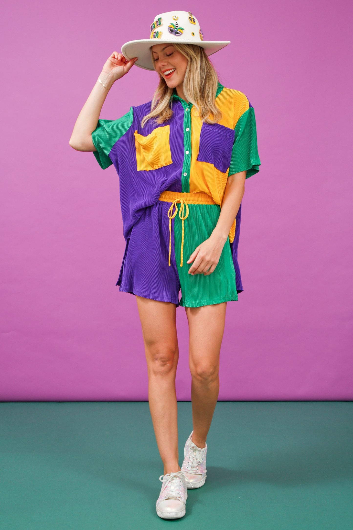 Mardi Gras Color Block Shirt