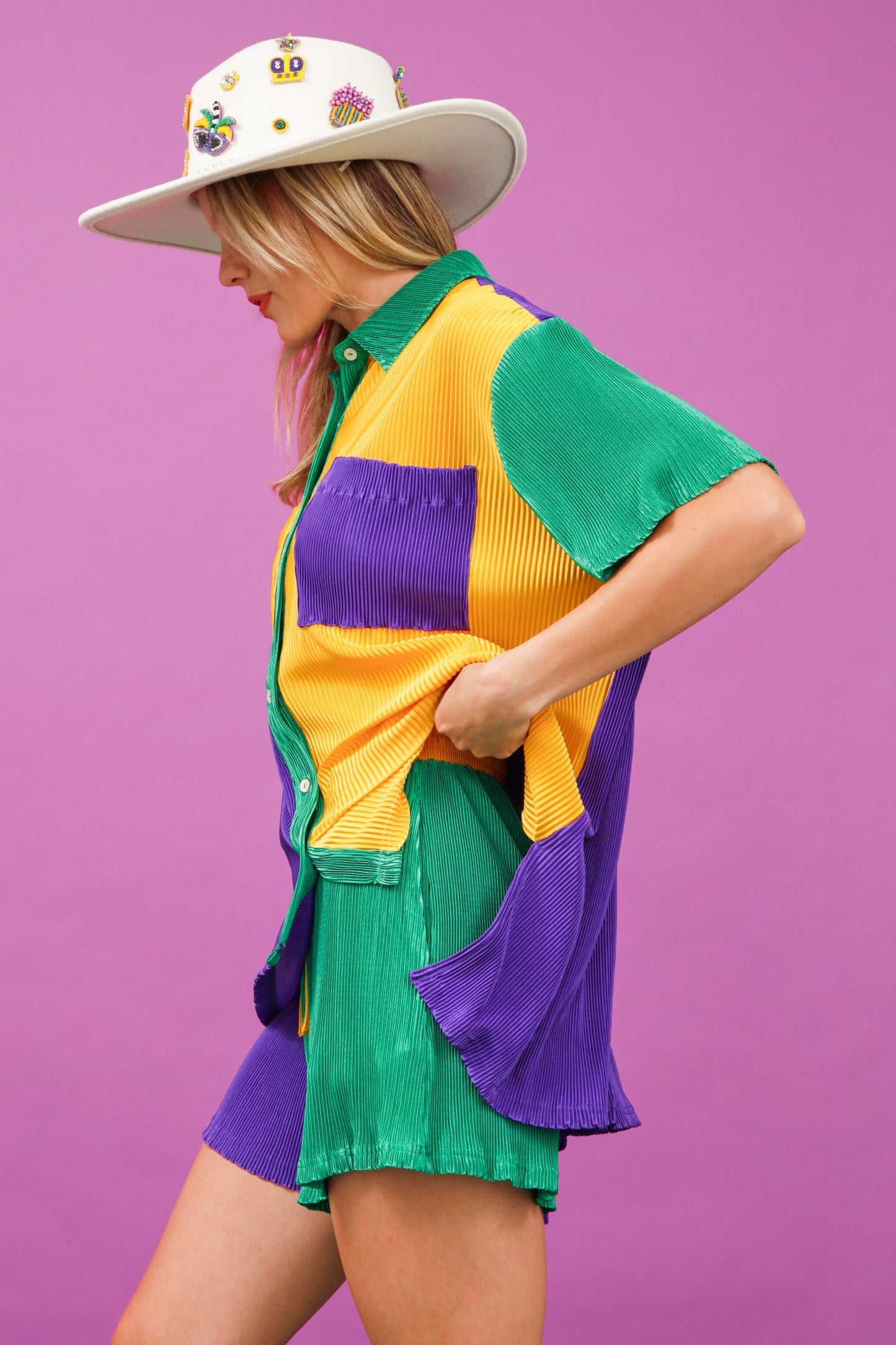 Mardi Gras Color Block Shirt