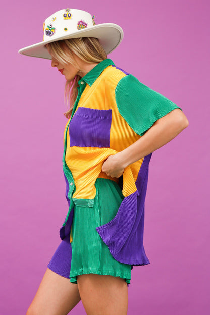 Mardi Gras Color Block Shirt