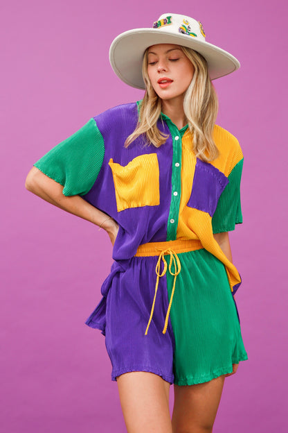 Mardi Gras Color Block Shirt