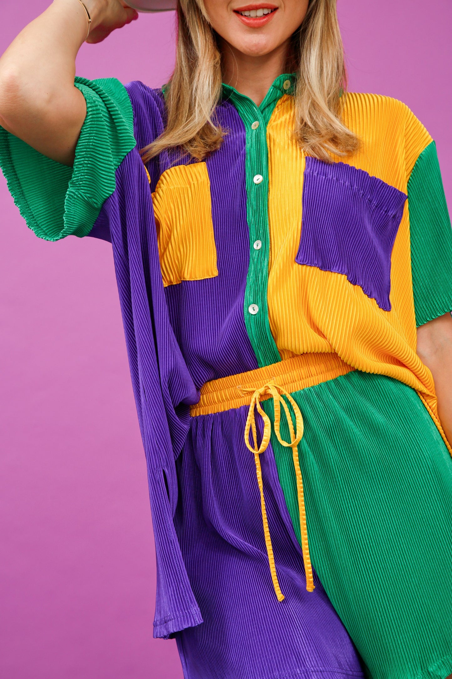 Mardi Gras Color Block Shirt