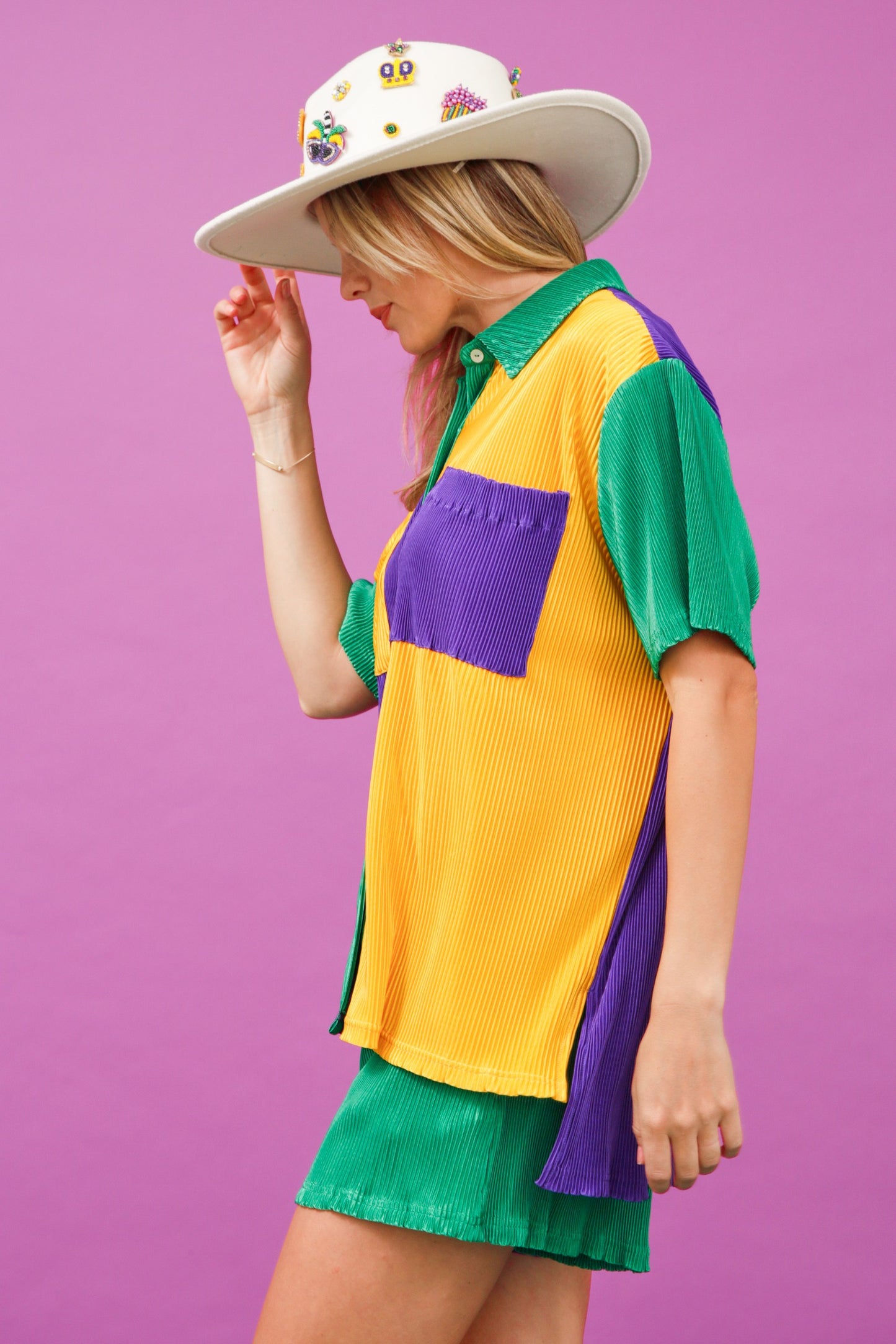 Mardi Gras Color Block Shirt