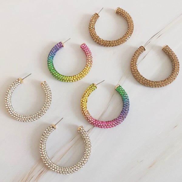 Retro Bling Hoop Earrings