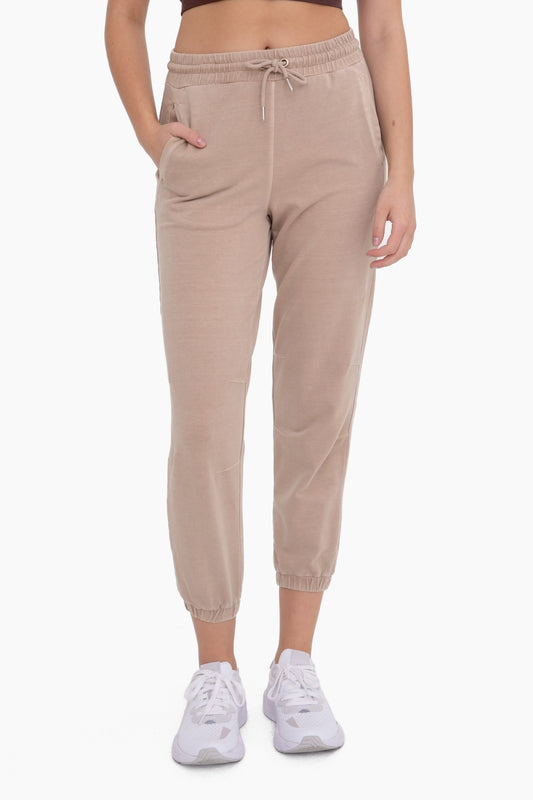 Taupe Twill Joggers