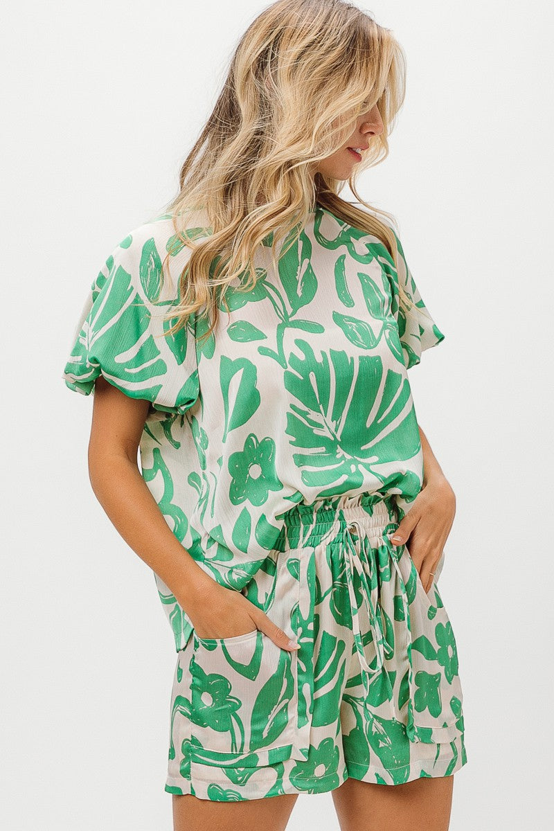 Green Floral Print Set