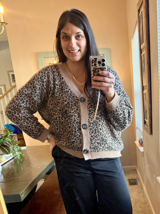 Animal Print Knit Cardigan