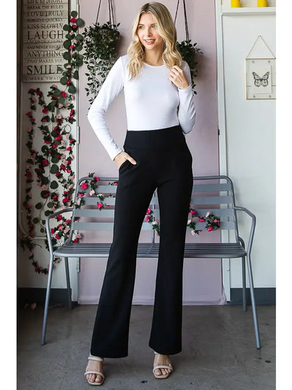 High Waisted Black Stretch Flare Pants
