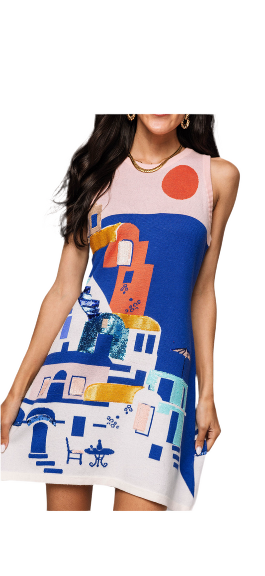 Queen of Sparkles Coastal House Scene Tank Dress