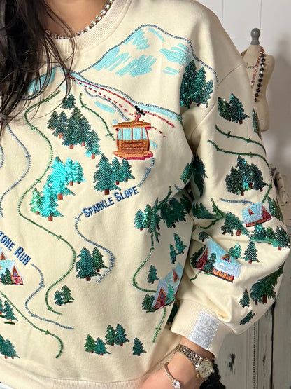 Queen of Sparkles Beige Sparkle Slope Sweatshirt