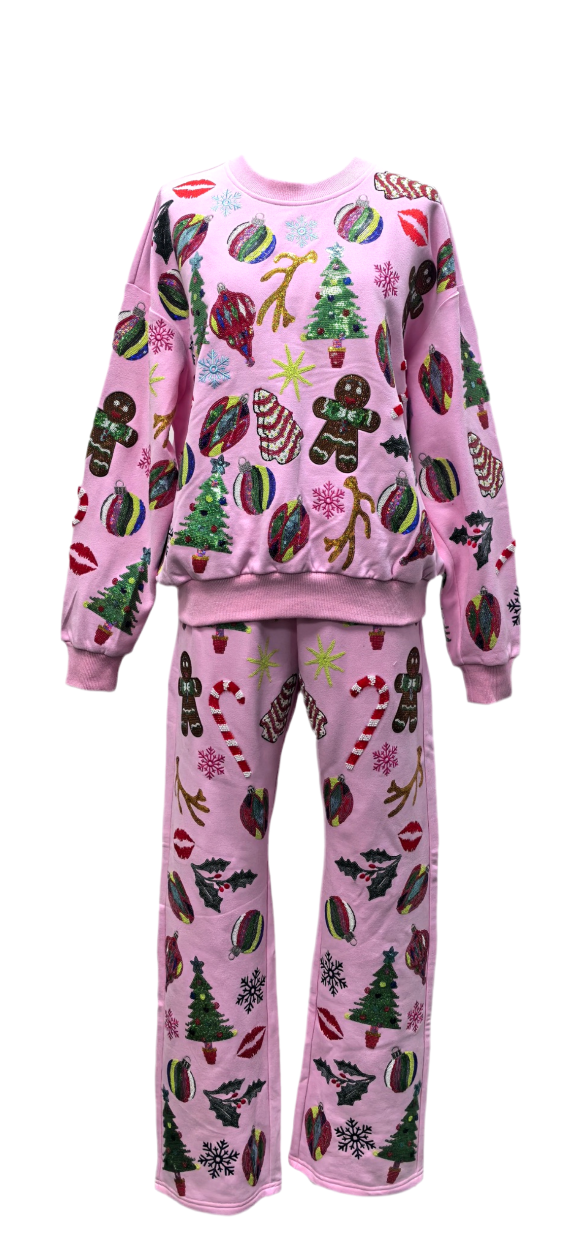 Queen of Sparkles Pink Christmas Icons Pants