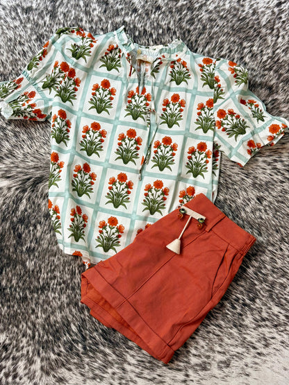Floral Window Pattern Pullover Top