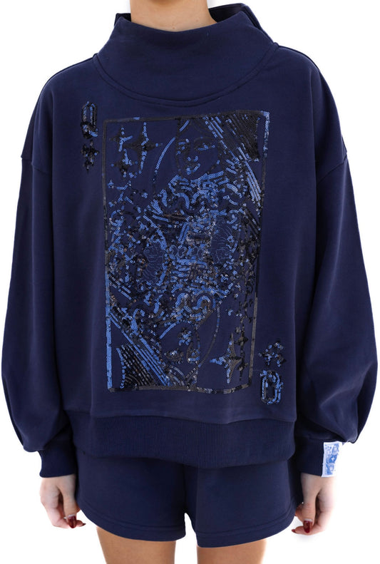 Queen of Sparkles Navy Queen Logo Sweatshirt