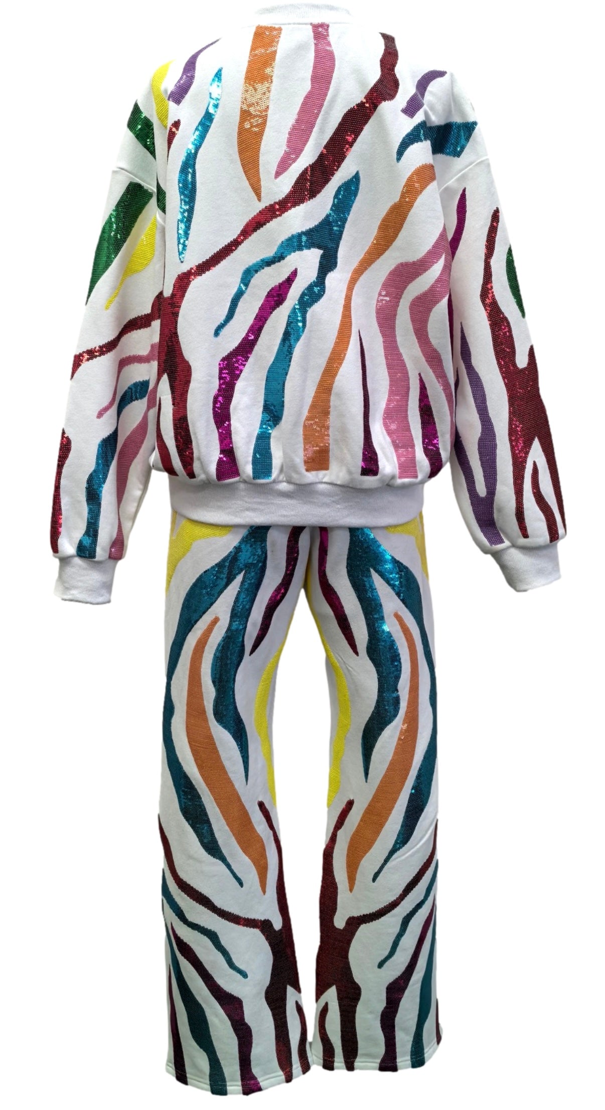 Queen of Sparkles Whitr and Rainbow Tiger Stripe Sweatshirt