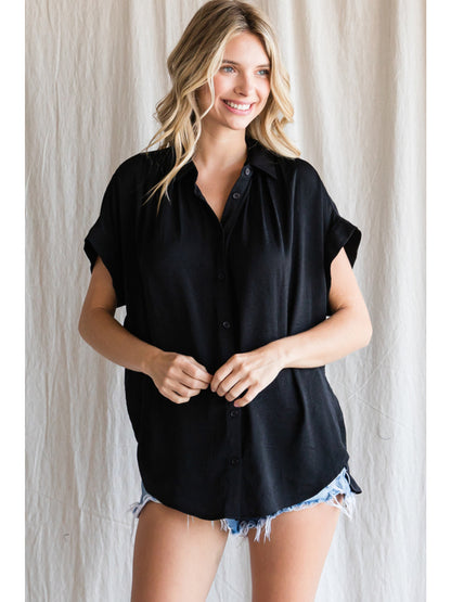 Black Button Down Top