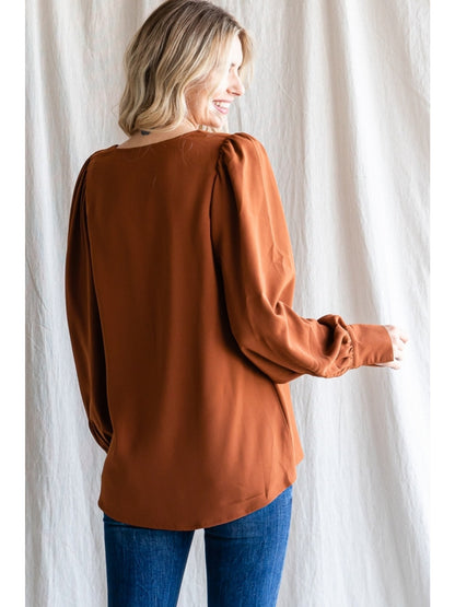 Toffee V Neck Top