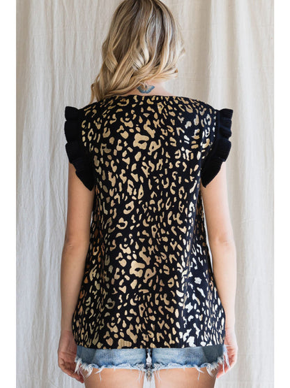 Black & Gold Leopard Top