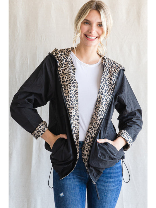 Black Leopard Lined Jacket