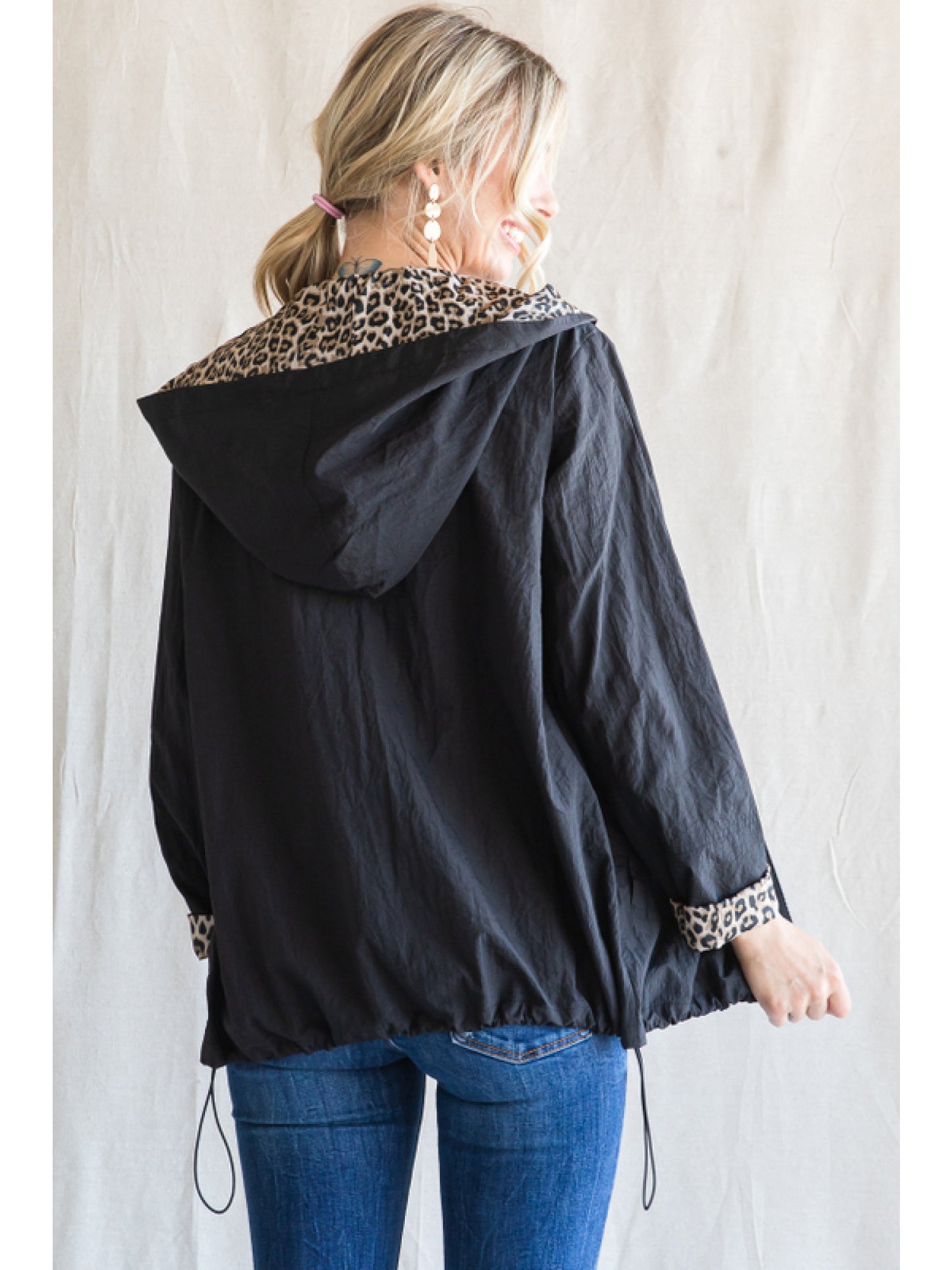 Black Leopard Lined Jacket