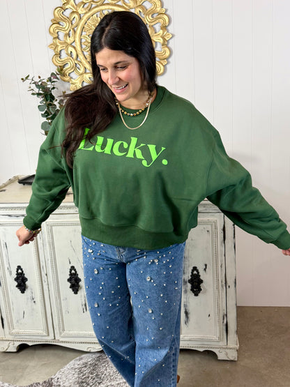Lucky Puff Letter Sweatshirt