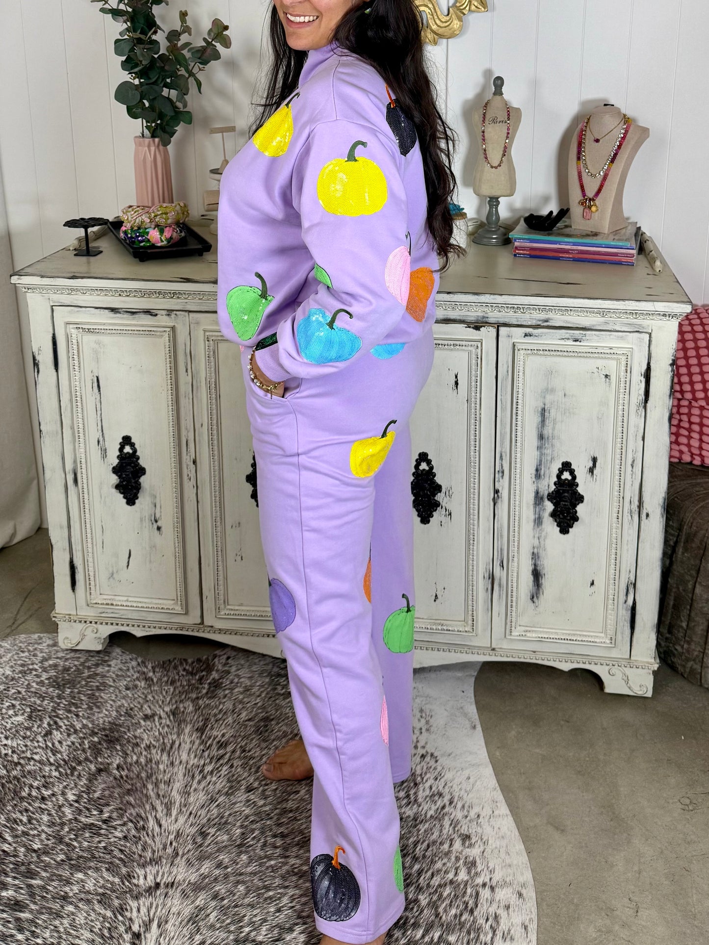 Queen of Sparkles Lavender Multi Pumpkin Jogger
