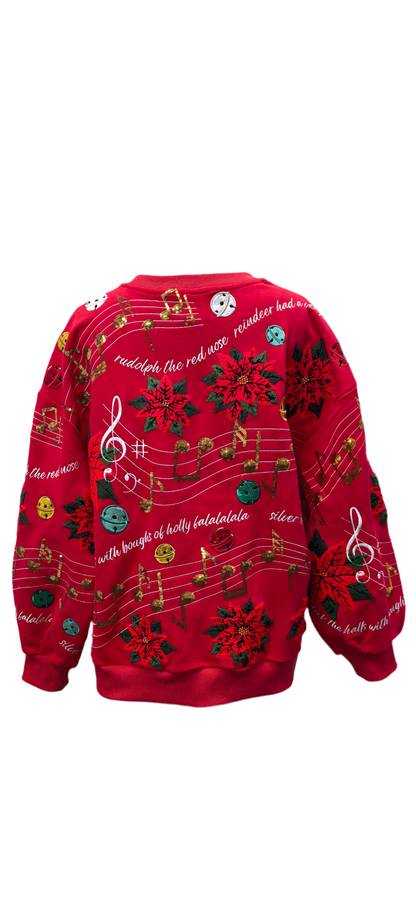 Queen of Sparkles Red Christmas Music Sweatshirt
