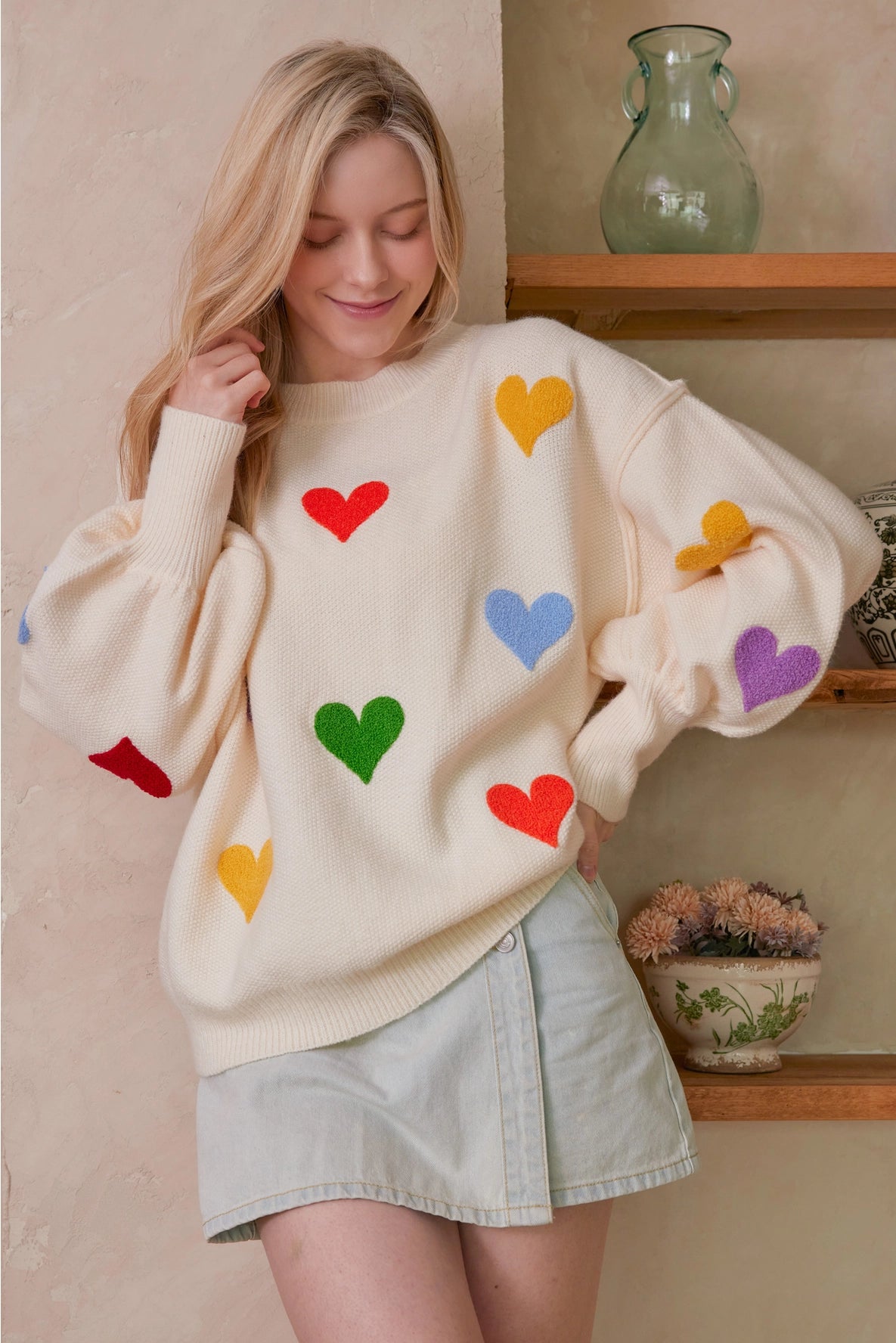 PRE ORDER Heart Shaped Crew Neck Sweater