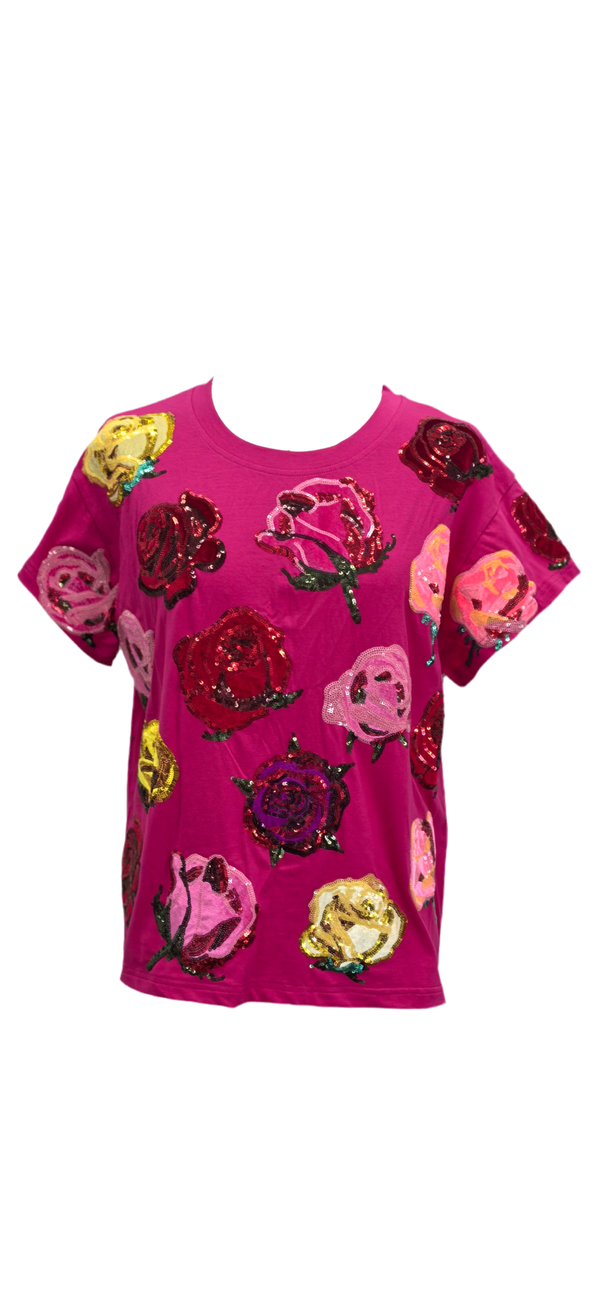 Queen of Sparkles Pink Velvet Roses Tee