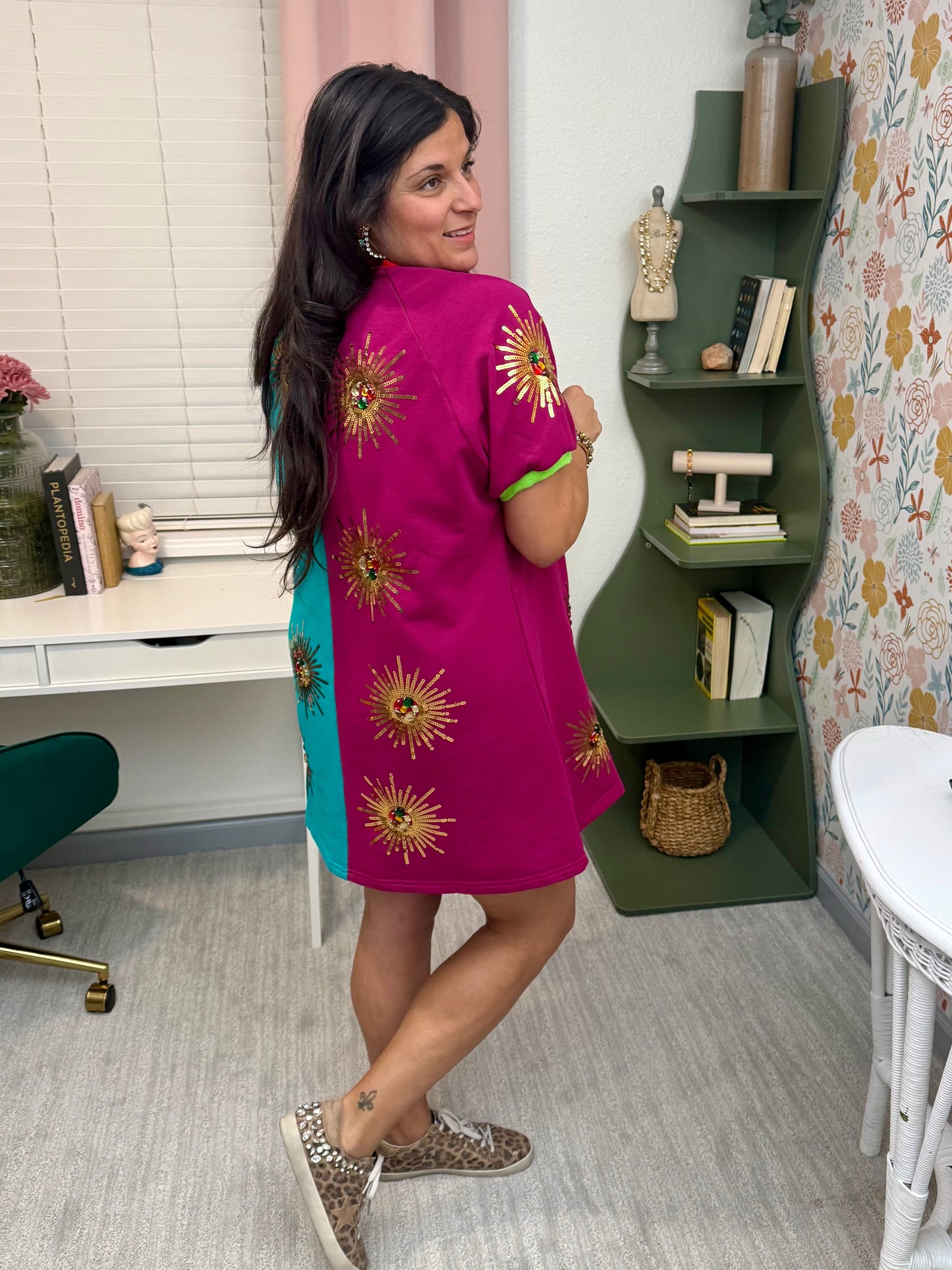 Queen of Sparkles X Denash Exclusive Sunburst Colorblock Dress