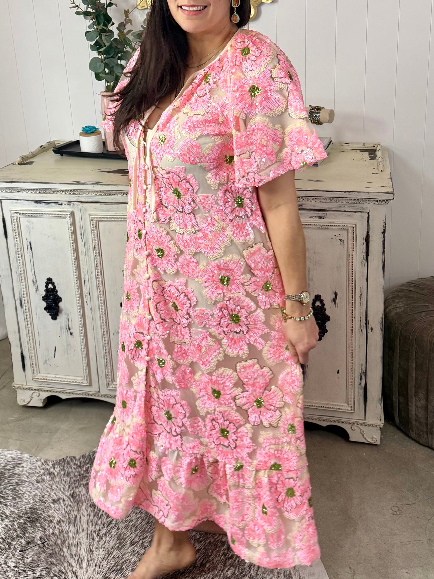 BuddyLove Talulah Caftan Maxi Dress - Pink Blossom