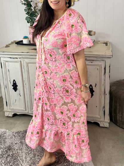 BuddyLove Talulah Caftan Maxi Dress - Pink Blossom