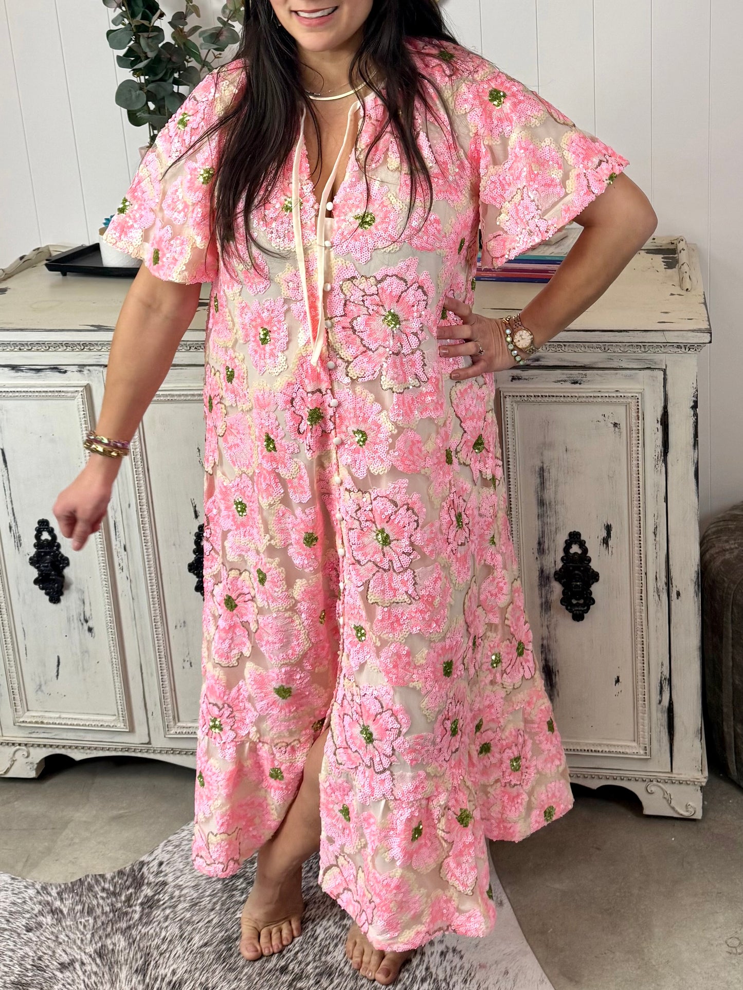 BuddyLove Talulah Caftan Maxi Dress - Pink Blossom