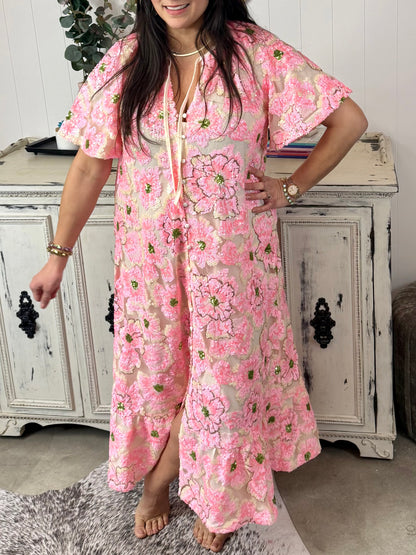 BuddyLove Talulah Caftan Maxi Dress - Pink Blossom