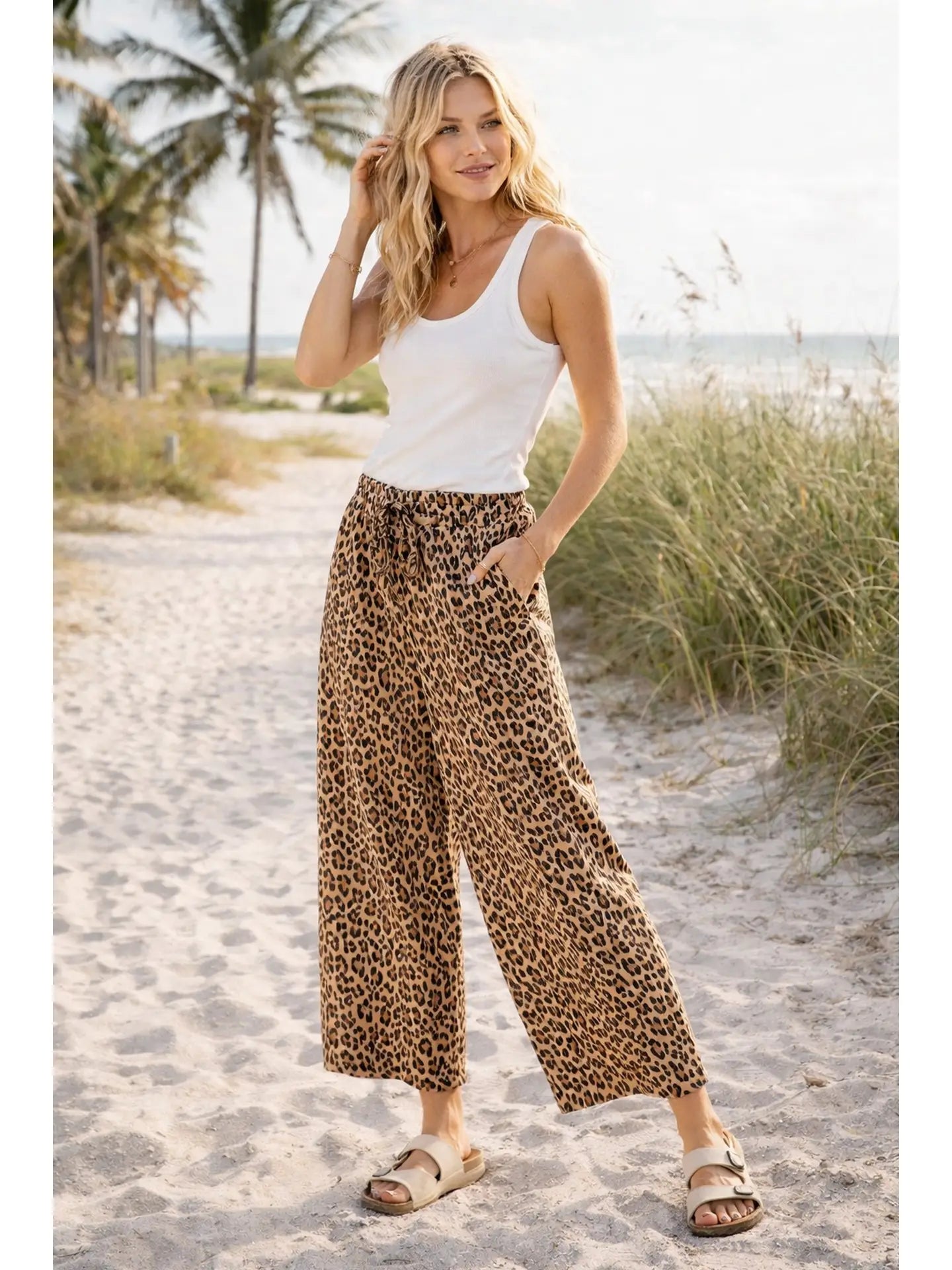 Leopard Print Wide Leg Pants