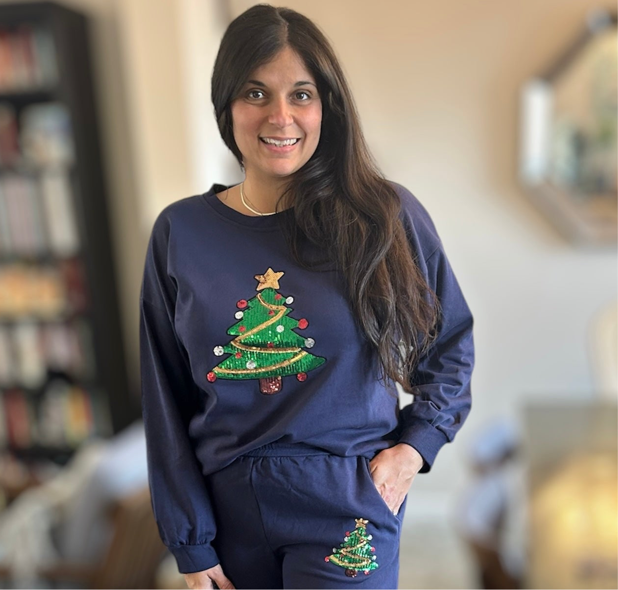 Navy Christmas Tree Sweatshirt