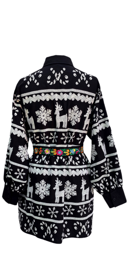 Queen of Sparkles Nordic Reindeer & Snowflake Dress