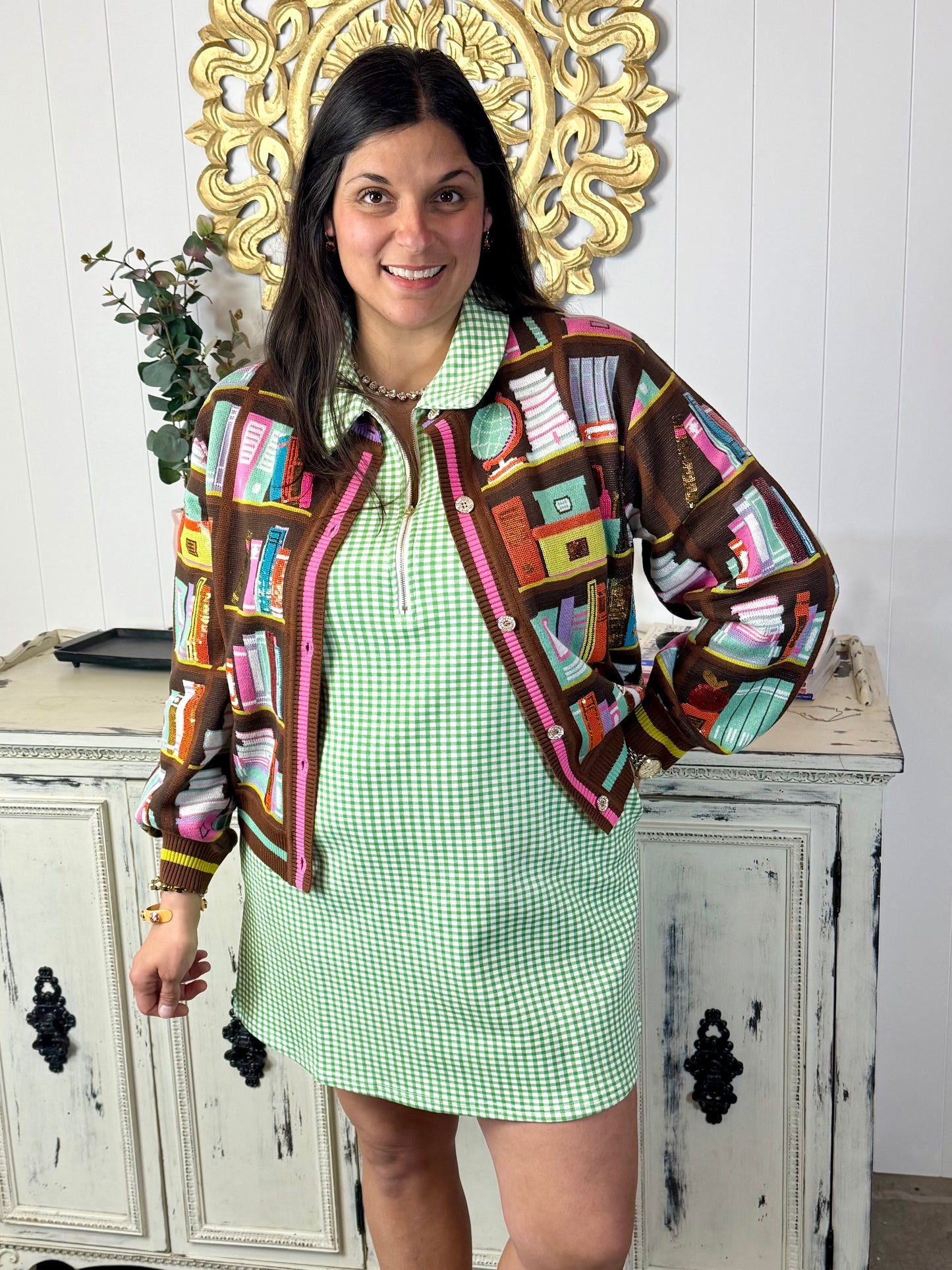 Fresh Start Green Gingham Dress