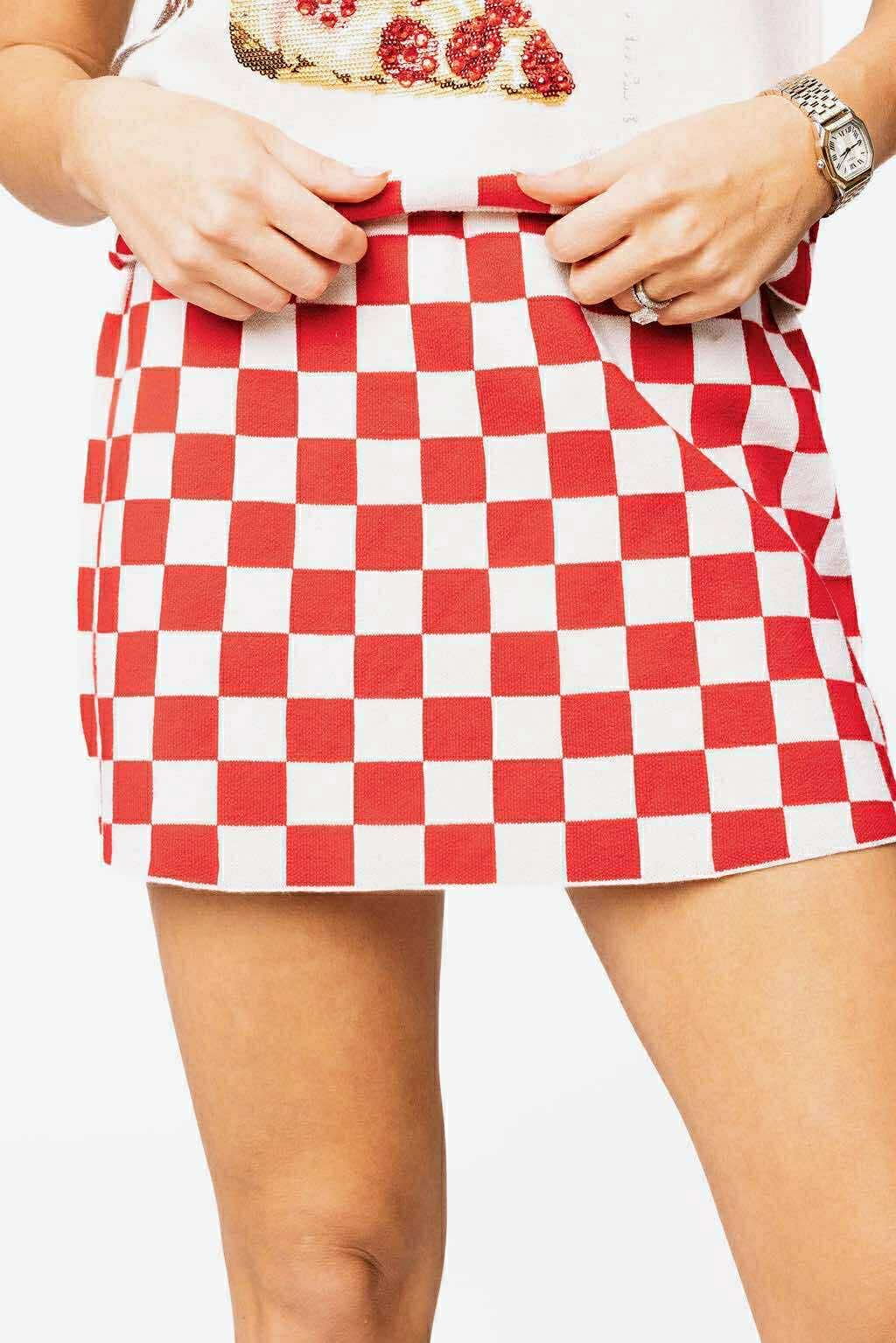 Queen of Sparkles Red & White Checkered Skirt