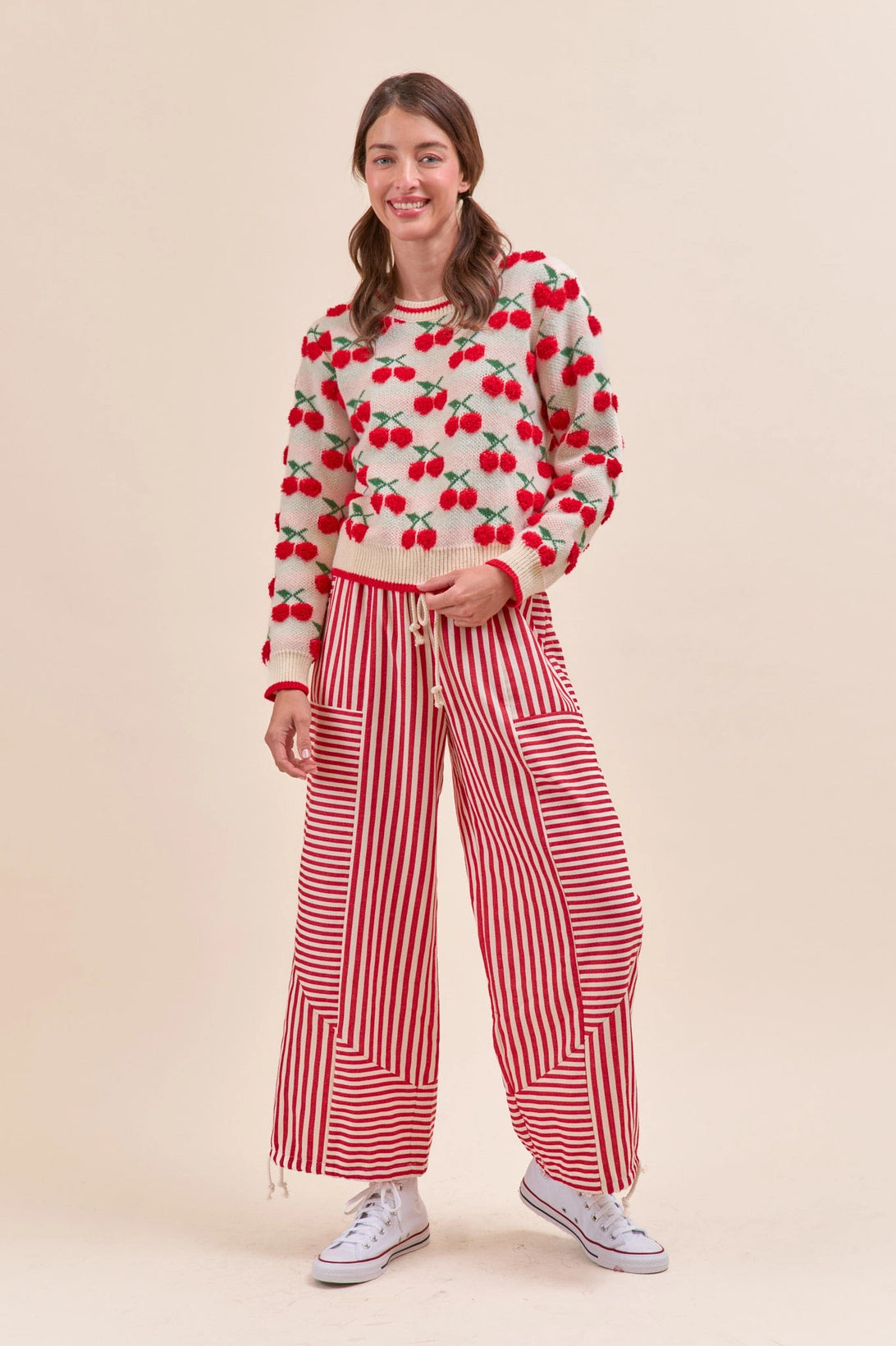 Relaxed Fit Red Stripe Pants