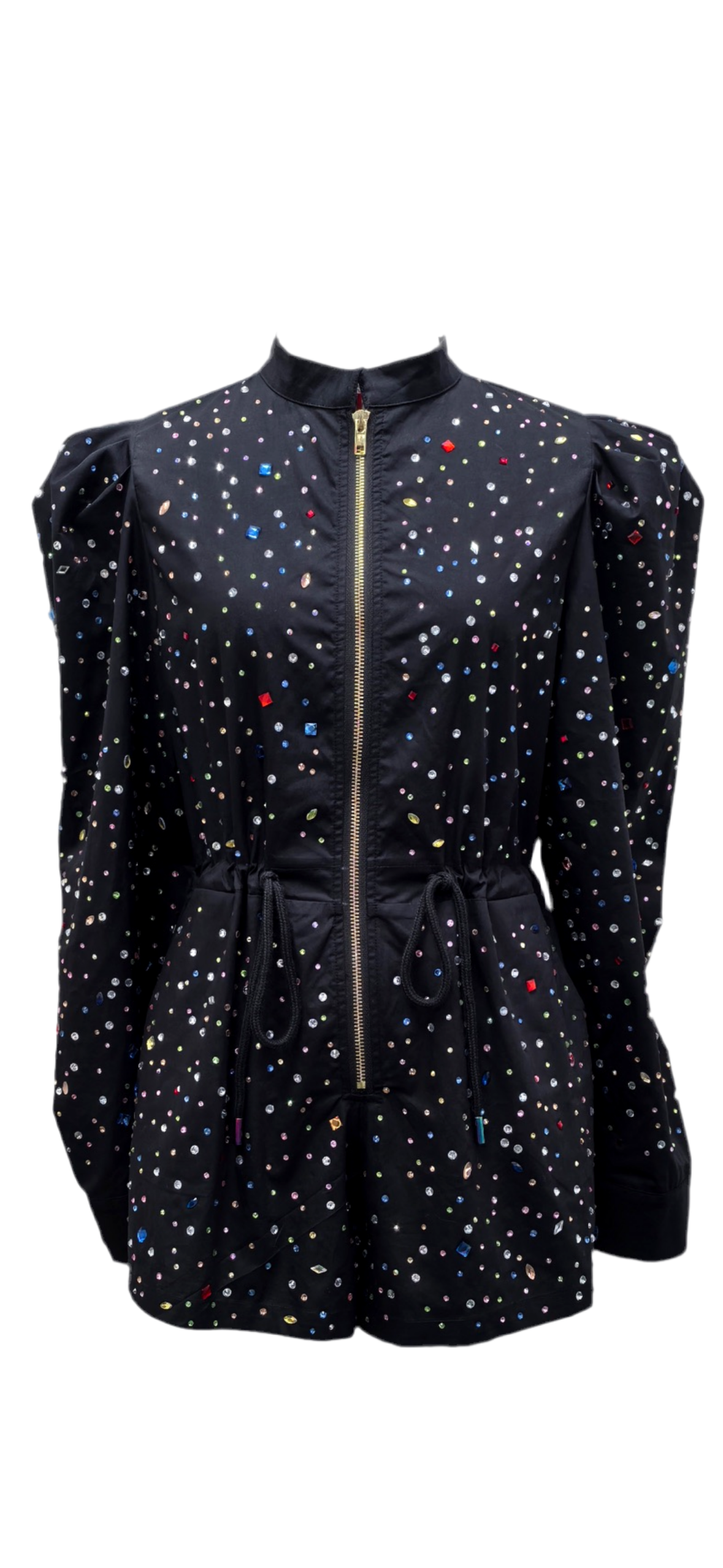 Queen of Sparkles Black Multi Scattered Rhinestone Romper
