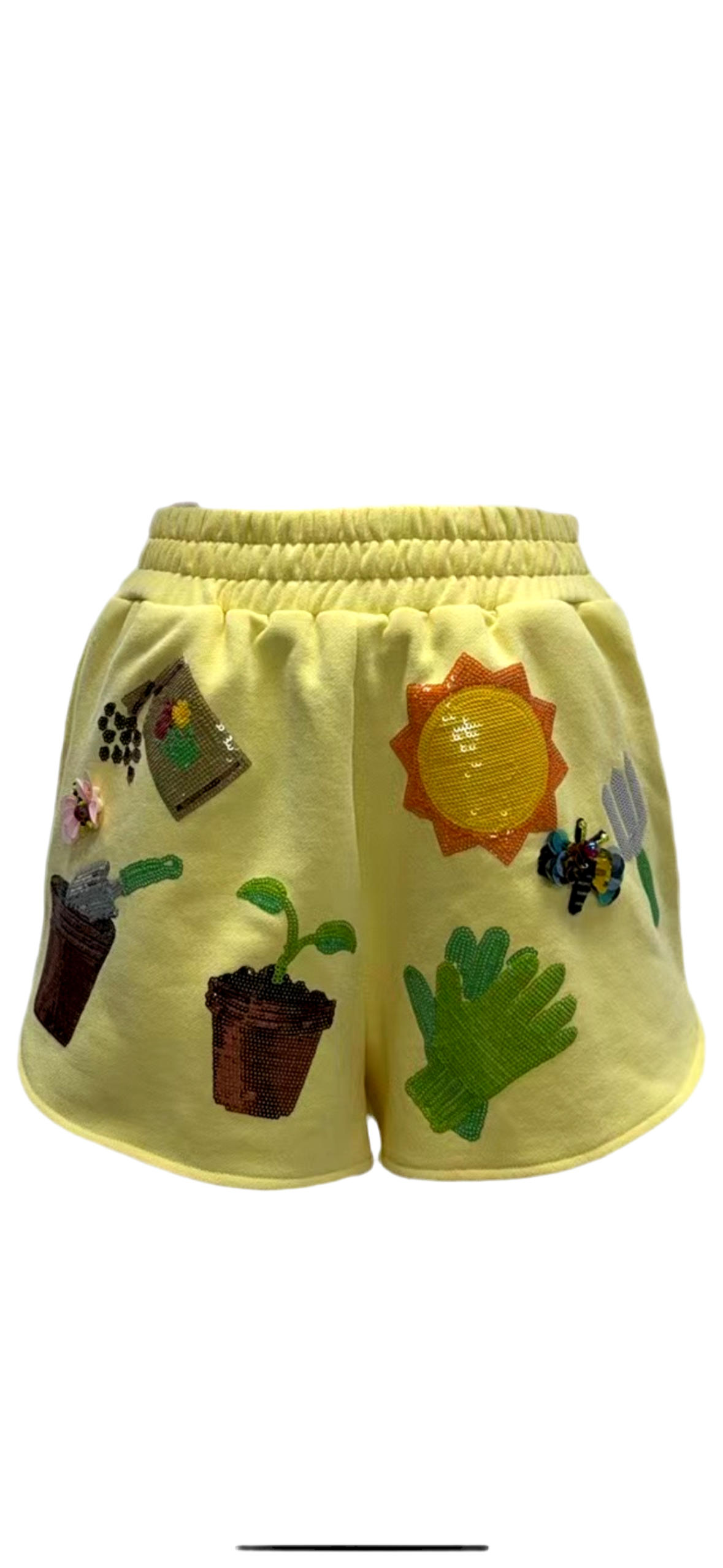 Queen of Sparkles Yellow Potted Plant Shorts